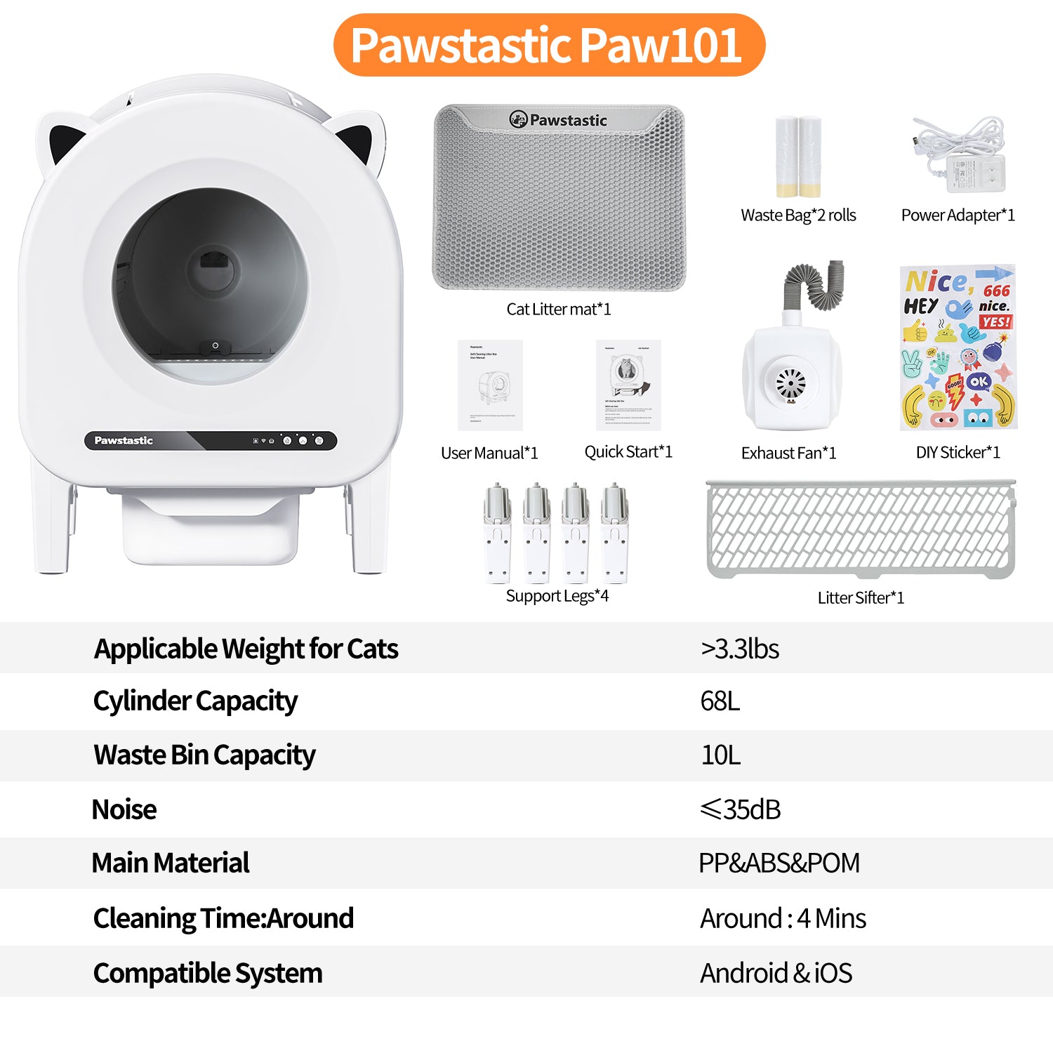 Paw101 Cat Litter Box|Pawstastic Self-Cleaning Litter Box