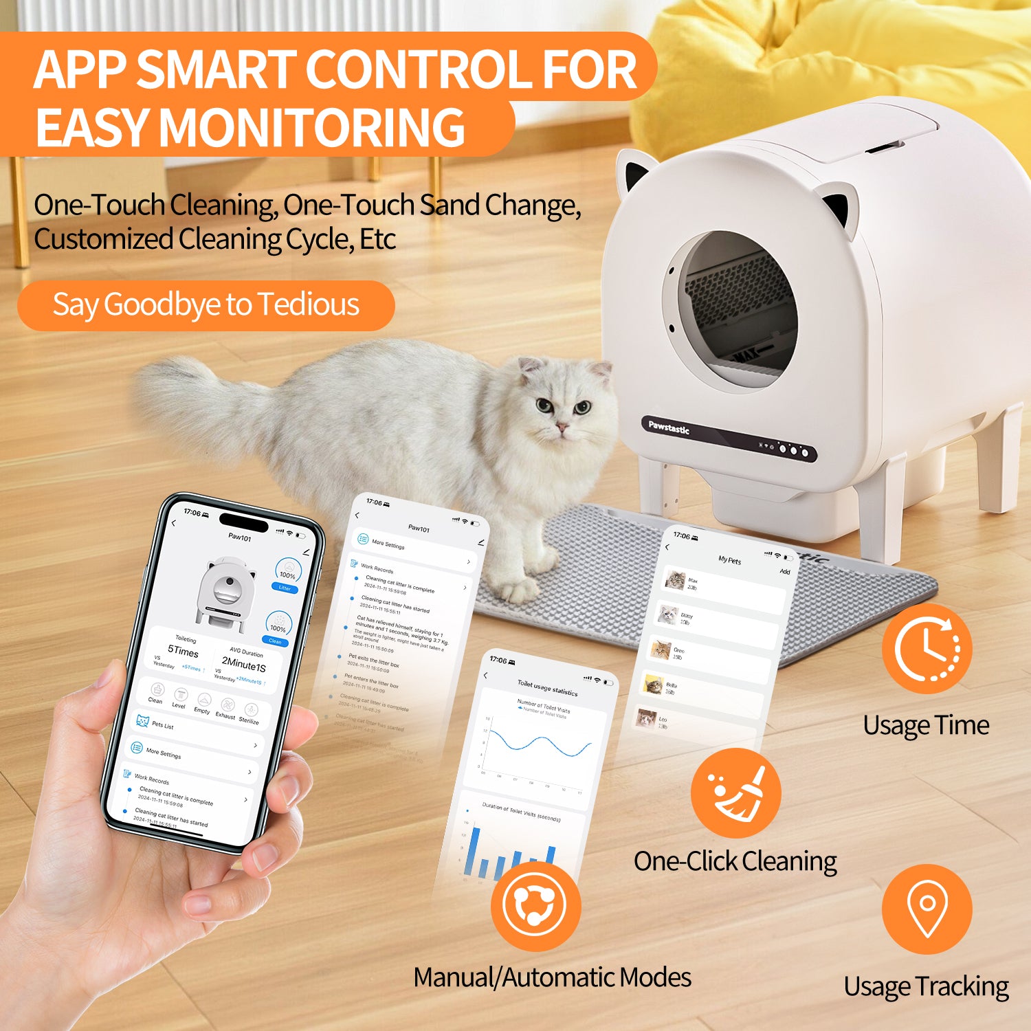 Paw101 Cat Litter Box|Pawstastic Self-Cleaning Litter Box